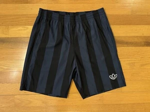 New M Adidas Originals Trefoil ED Stripes Soccer Shorts Black Blue DU8418 Men - Picture 1 of 15