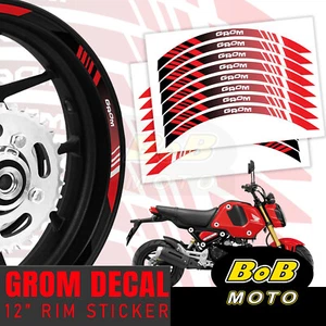 12 inch Wheel Decal Stickers Red For Honda Grom MSX 125 2014-2023 20 21 22 - Picture 1 of 11