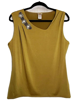 Camiseta sin mangas Covington elástica estrás con cuentas Lagenlook carrera elegante retro talla L Foto 1 de 4