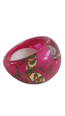 P Q 56-58mm MAGENTA Vintage LUCITE Cúpula 1 Flor de Tulipán Grueso Anillo Joyería Foto 1 de 3