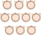10 Cat Shape 4.9*4.6cm Mini Wood Hoops Punched Frame Hoop Ring for Cross Stitch