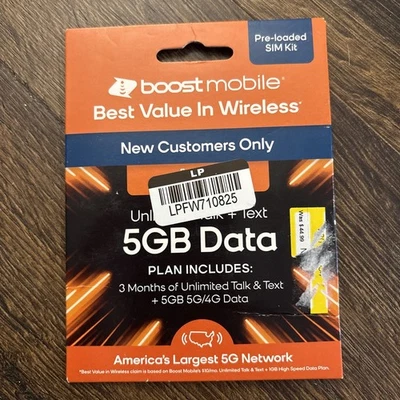 Boost Mobile 3 Month Plan Unlimited Data Talk & Text SIM Card Kit (5GB Data) - Image 1 of 2