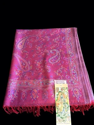 Regalo De Jerusalén Tierra Santa Cachemira Genuina 100% Rojo Paisley Bufanda Envolvente Mantón Foto 1 de 4