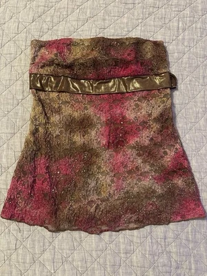 复古 Vanity Tube Top Babydoll 纹理亮片 Whimsigoth Y2K Fairy Crinkle M — 第 1/4 张图片