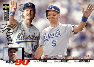 1995 #54 George Brett / Robin Yount / Dave Winfield B90 Silver Signature - Bild 1 von 2