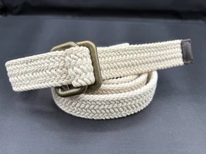 J Crew Women’s Belt Large 42-45” Ivory Stretch Leather Ends Preppy Hipster - Picture 1 of 12