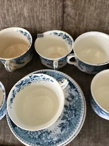 (368). Set Of 6 Oriental England Cups And Saucer Light Chip Pre Owned - Picture 1 of 6