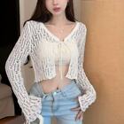 summer vintage lace-up long-sleeve sunshirt naked emptiness in a sweet, lace-up