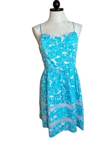 Vestido Lilly Pulitzer Shorely 'She's a Fox' Ollie Azul Blanco Floral Sin Mangas 6 - Imagen 1 de 11