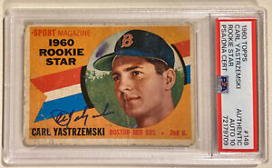 1960 Topps CARL YASTRZEMSKI Signed Baseball Rookie Card #148 PSA/DNA Auto 10