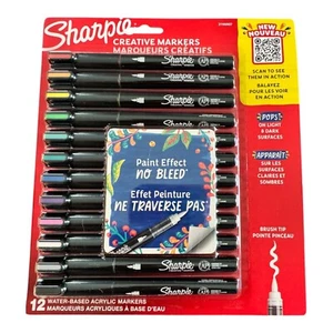 Sharpie- Water-Based, Acrylic Creative Markers Brush Tip- 12 CT NEW - Picture 1 of 1
