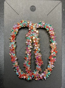 Ovale Strass Cluster Ohrringe aufwendige Kristalle einzigartiges Design mehrfarbig - Bild 1 von 2