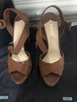 PRADA HIGH HEEL SANDAL ANKLE WRAP PUMPS Size 39.5 - Image 1 of 4