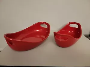 Rachael Ray Red Stoneware H022 Baking Dishes. 1.25 QT & 2.25 QT - Picture 1 of 11
