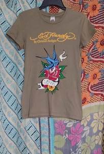 Women's Ed Hardy Slim Fit T-shirt M 34B LOVE Cotton USA - Picture 1 of 2
