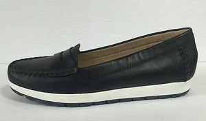 GEOX SENDA D22U4S Zapatos De Mujer Mocasines De Piel Navy Con Suela De Goma - Imagen 1 de 3