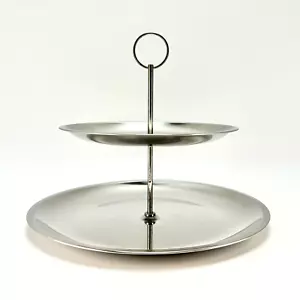 Vtg MCM Danish Stelton Classic Line Stainless Steel Etagere Tiered Cake Stand - Picture 1 of 9