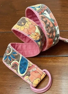 GAP Belt Womens XS Flower Canvas Pink Reversible D-ring Paisley  UNIQUE FLAIR - Picture 1 of 4