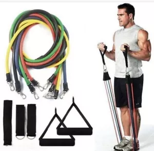 Resistance Band Set Yoga Pilates Abs 11 PCS Exercise Fitness Tube Workout Bands - Picture 1 of 8
