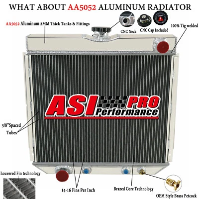 4Rows Radiator Fit 1966-1970 67 68 69 Ford Mustang Falcon Torino Fairlane V8 AT Foto 1 de 4