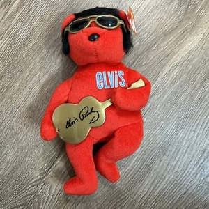 HTF Red ELVIS TY Original BEANIE BABIES Heartbear Hotel TAG Guitar Memphis King - Picture 1 of 10