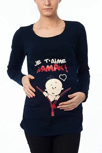 Camiseta maternidad moda mamá camiseta motivo embarazo regalo Je t ́aime - Imagen 1 de 8