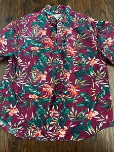 Camisa Hawaiana Calce Ajustado Manga Corta Botón Granate XXL Elastizada Old Navy Para Hombre - Imagen 1 de 3