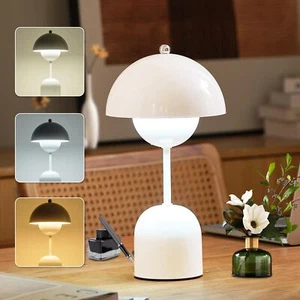 3-Color Touch Table Bedside Desk Lamp, Modern Cordless Portable Mushroom Shap... - Picture 1 of 7
