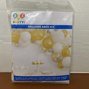 Gold/White/Dotted Glitter Balloon Arch Kit 321 Party (40 Balloons) - Picture 1 of 4