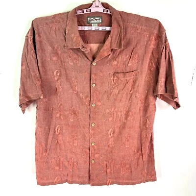 Camisa con botones Big Dogs Silk Hawaiian Resort Wear talla 3XL salmón manga corta Foto 1 de 4