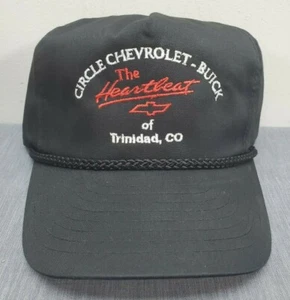Cappello Vintage Chevrolet Camion Dealer Cap Trinidad Colorado Heartbeat Nero Intrecciato - Foto 1 di 8