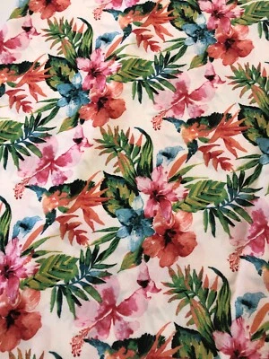 NUEVO JoAnn Tela Tropical Hibisco Algodón Lona Tela 2 Yardas 54" Ancho Foto 1 de 4