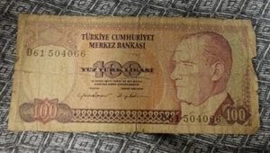 100 türkische Lira - YÜZ TÜRK LIRASI - TÜRKIYE CUMHURIYET - Bild 1 von 2