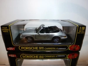 ANSON 30309-W PORSCHE 911 CARRERA 4 CABRIOLET - SILVER 1:18 - EXCELLENT IN BOX - Picture 1 of 7