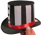 MYSTERY CIRCUS TOP HAT Ringmaster Magician Costume Black White Clown Mime Adult