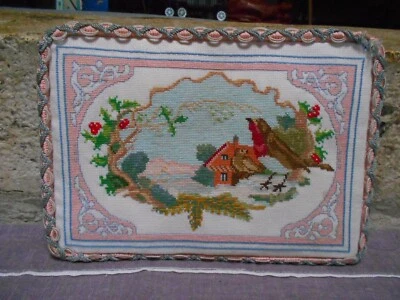 Tapisserie Murale ancienne fait main cadre Gallons PAYSAGE d 'HIVER - Photo 1/4