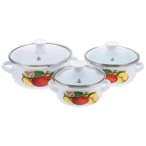 3 Pcs Dreiteiliges Mini-Suppentopf-Set Kleine Töpfe Zum Kochen Emaille - Bild 1 von 12