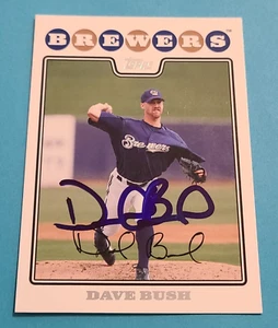 Dave Bush handsignierte 2008 Topps #576 Milwaukee Brewers Autogrammkarte - Bild 1 von 3