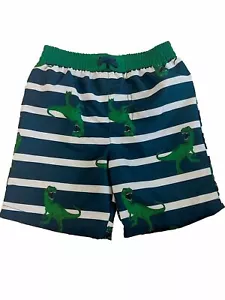 Toddler Boys Blue Striped T-Rex Dino Swim Trunks Dinosaur Board Shorts 2T - Picture 1 of 2