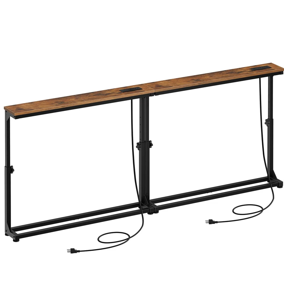 Narrow Console Table Set of 2 with Adjustable Height, Behind Couch Table with... - Image 1 of 4