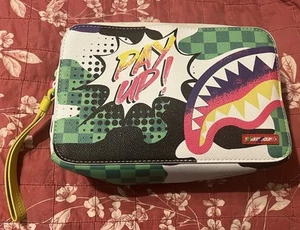 SPRAYGROUND DREAMY TECHNICOLOR FAUX LEATHER TOILETRY BAG PAY UP GRAFFITI  - Picture 1 of 14