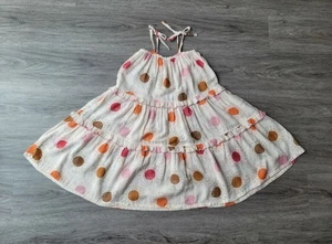 Pink Chicken 100% Cotton Girls Dress Childrens Clothing Ivory Beige Polka Dot-7Y - Picture 1 of 6