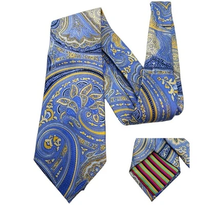 Corbata 58" Countess Mara Ments azul cachemir multicolor amarillo negocios audaz Foto 1 de 4