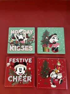 Juego de 4 Posavasos Cerámicos Navidad Mickey And Minnie Super Lindos Disney con Bolsa - Imagen 1 de 3