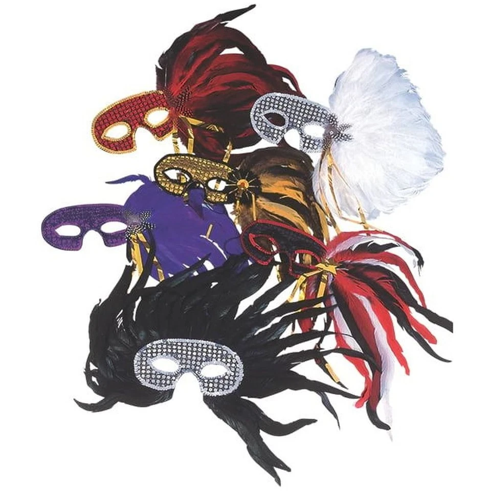 Sequin Eyemask w/Feathers Astd - Image 1 of 1