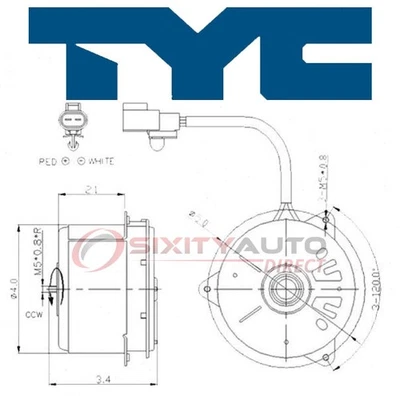 TYC Right Engine Cooling Fan Motor for 1998-2003 Toyota Sienna Belts Clutch  ix Foto 1 de 4