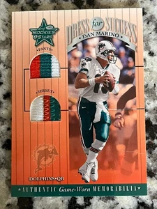 Dan Marino 3 Color Game Jersey Patch/Pants 2001 Leaf Rookies & Stars - Picture 1 of 3