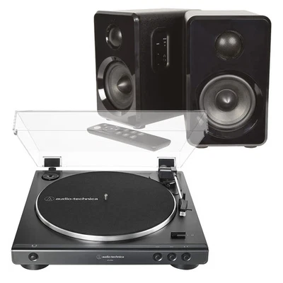 Audio-Technica AT-LP60X Manual Turntable AV:LINK Active Bluetooth Speakers Black - Image 1 of 4