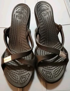 Crocs Cyprus sandali donna taglia 10 tacco alto grosso slip on cinturino plateau - Foto 1 di 5