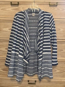 Cárdigan abierto a rayas texturizadas Chicos para mujer talla 1 azul y blanco manga larga - Imagen 1 de 3